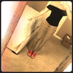 Khaki skinny, ankle cropped pants; size 25